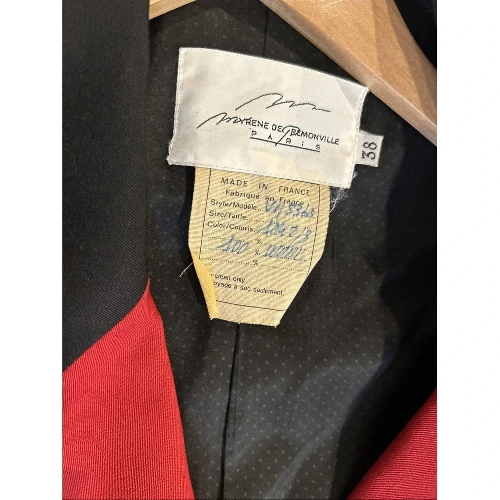 Vtg Myrene de Premonvile Womens Jacket Blazer 38 Red Black Wool‎ 80s Maximalist